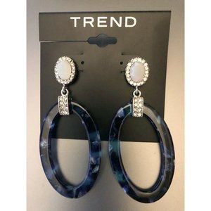 Trend Earrings 2 3/4" Acrylic Silver-tone Rhinestone Dangles